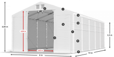 Skladový stan 8x10x3,5m střecha PVC 620g/m2 boky PVC 620g/m2 konstrukce ZIMA PLUS