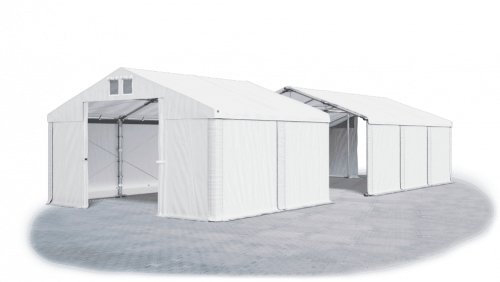 Skladový stan 4x14x2m střecha PVC 560g/m2 boky PVC 500g/m2 konstrukce ZIMA PLUS