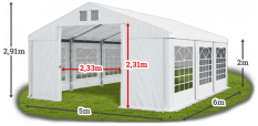 Párty stan 5x6x2m střecha PVC 560g/m2 boky PVC 500g/m2 konstrukce LÉTO