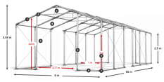Skladový stan celoroční 6x50x2,5m nehořlavá plachta PVC 600g/m2 konstrukce ZIMA PLUS