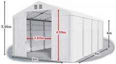 Garážový stan 8x8x4m střecha PVC 560g/m2 boky PVC 500g/m2 konstrukce ZIMA