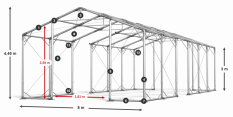 Skladový stan 8x70x3m strecha PVC 620g/m2 boky PVC 620g/m2 konštrukcia POLÁRNA