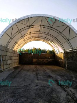 Prístrešok na kontajnery 10x12m s dvojitým priehradovým rámom Prístrešok na kontajnery 10x12m s dvojitým priehradovým rámom