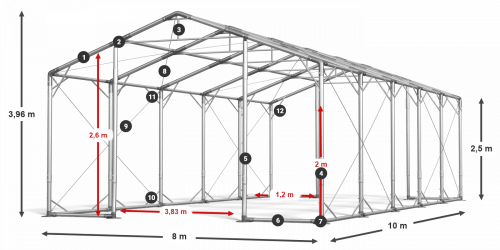 Skladový stan celoročný 8x10x2,5m nehorľavá plachta PVC 600g/m2 konštrukcia POLÁRNA
