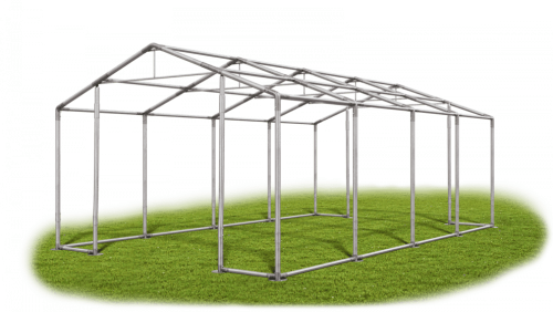 Garážový stan 4x8x2,5m střecha PVC 560g/m2 boky PVC 500g/m2 konstrukce ZIMA - Barva střešní plachty: Zelená, Barva boční plachty: Bílá, Barva svislých pruhů: Šedá