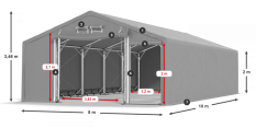 Skladový stan celoroční 8x10x2m nehořlavá plachta PVC 600g/m2 konstrukce POLÁRNÍ