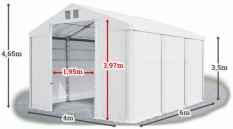 Skladový stan 4x6x3,5m střecha PVC 620g/m2 boky PVC 620g/m2 konstrukce ZIMA