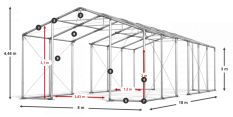 Skladový stan celoročný 8x18x3m nehorľavá plachta PVC 600g/m2 konštrukcia ZIMA PLUS