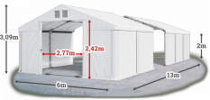 Skladový stan 6x13x2m strecha PVC 580g/m2 boky PVC 500g/m2 konštrukcie LETO PLUS