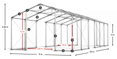 Skladový stan celoročný 8x20x3m nehorľavá plachta PVC 600g/m2 konštrukcia ZIMA PLUS