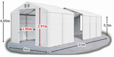 Skladový stan 4x21x3,5m strecha PVC 580g/m2 boky PVC 500g/m2 konštrukcie ZIMA PLUS
