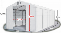 Skladový stan 6x9x3,5m střecha PVC 580g/m2 boky PVC 500g/m2 konstrukce POLÁRNÍ PLUS