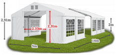 Párty stan 5x14x2m střecha PVC 560g/m2 boky PVC 500g/m2 konstrukce LÉTO