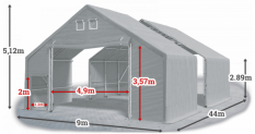 Skladová hala 9x44x3m strecha boky PVC 720 g/m2 konštrukcia ARKTICKÁ