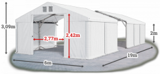 Skladový stan 6x19x2m strecha PVC 580g/m2 boky PVC 500g/m2 konštrukcia POLÁRNA PLUS