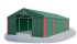 Garážový stan 4x6x2m střecha PVC 560g/m2 boky PVC 500g/m2 konstrukce ZIMA - Barva střešní plachty: Zelená, Barva boční plachty: Zelená, Barva svislých pruhů: Červená
