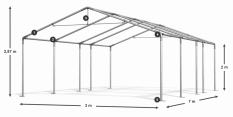 Párty stan 3x7x2m střecha PE 240g/m2 boky PE 240g/m2 konstrukce LÉTO
