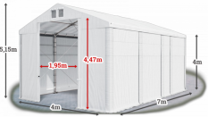 Skladový stan 4x7x4m střecha PVC 580g/m2 boky PVC 500g/m2 konstrukce ZIMA PLUS