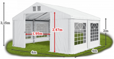 Párty stan 4x4x2m střecha PVC 560g/m2 boky PVC 500g/m2 konstrukce LÉTO