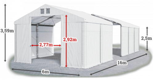Skladový stan 6x16x2,5m střecha PVC 560g/m2 boky PVC 500g/m2 konstrukce ZIMA PLUS Skladový stan 6x16x2,5m střecha PVC 560g/m2 boky PVC 500g/m2 konstrukce ZIMA PLUS