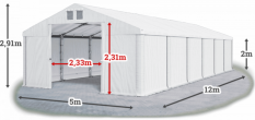 Skladový stan 5x12x2m strecha PVC 620g/m2 boky PVC 620g/m2 konštrukcia ZIMA
