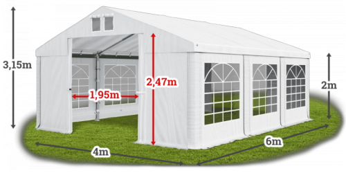 Párty stan 4x6x2m střecha PVC 560g/m2 boky PVC 500g/m2 konstrukce LÉTO