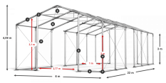 Skladový stan celoročný 6x22x3m nehorľavá plachta PVC 600g/m2 konštrukcia ZIMA PLUS