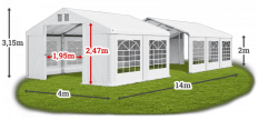 Párty stan 4x14x2m střecha PVC 560g/m2 boky PVC 500g/m2 konstrukce ZIMA