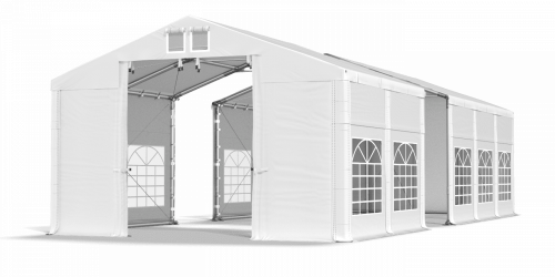 Párty stan 8x50x2,5m střecha PVC 580g/m2 boky PVC 500g/m2 konstrukce ZIMA PLUS