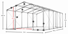 Skladový stan 5x10x3m strecha PVC 620g/m2 boky PVC 620g/m2 konštrukcia ZIMA PLUS