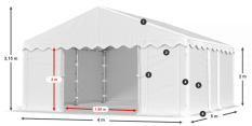 Skladový stan 4x5x2m střecha PE 240g/m2 boky PE 240g/m2 konstrukce LÉTO