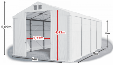 Skladový stan 6x8x4m strecha PVC 560g/m2 boky PVC 500g/m2 konštrukcie ZIMA PLUS