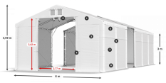 Skladový stan 6x70x3m střecha PVC 620g/m2 boky PVC 620g/m2 konstrukce POLÁRNÍ