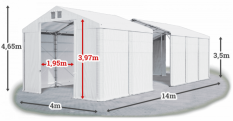 Skladový stan 4x14x3,5m strecha PVC 560g/m2 boky PVC 500g/m2 konštrukcia POLÁRNA