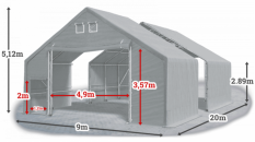 Skladová hala 9x20x3m strecha boky PVC 720 g/m2 konštrukcia ARKTICKÁ