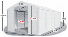 Skladový stan 8x10x3,5m strecha PVC 560g/m2 boky PVC 500g/m2 konštrukcia ZIMA