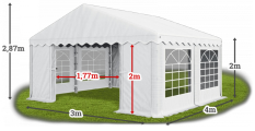 Párty stan 3x4x2m střecha PE 240g/m2 boky PE 240g/m2 konstrukce LÉTO