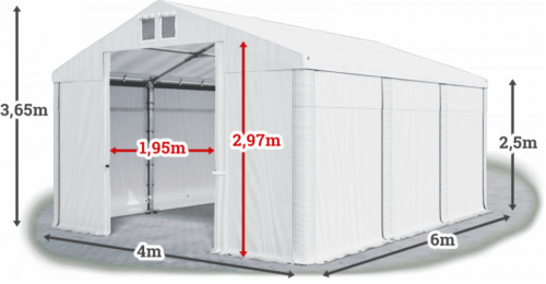 Garážový stan 4x6x2,5m strecha PVC 560g/m2 boky PVC 500g/m2 konštrukcia ZIMA
