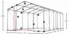 Skladový stan 4x10x3,5m strecha PVC 580g/m2 boky PVC 500g/m2 konštrukcia POLÁRNA