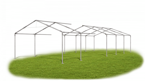 Párty stan 3x20x2m střecha PVC 560g/m2 boky PVC 500g/m2 konstrukce LÉTO - Barva střešní plachty: Bílá, Barva boční plachty: Šedá, Barva svislých pruhů: Šedá