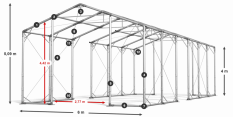Skladový stan 6x80x4m strecha PVC 620g/m2 boky PVC 620g/m2 konštrukcia POLÁRNA