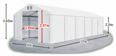 Skladový stan 4x12x2,5m střecha PVC 560g/m2 boky PVC 500g/m2 konstrukce ZIMA PLUS