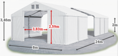 Skladový stan 8x24x2m střecha PVC 620g/m2 boky PVC 620g/m2 konstrukce ZIMA PLUS