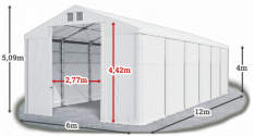 Skladový stan 6x12x4m strecha PVC 560g/m2 boky PVC 500g/m2 konštrukcie ZIMA PLUS