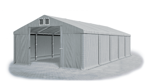 Garážový stan 4x8x2m střecha PVC 560g/m2 boky PVC 500g/m2 konstrukce ZIMA - Barva střešní plachty: Šedá, Barva boční plachty: Šedá, Barva svislých pruhů: Šedá