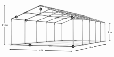 Skladový stan 4x10x2m nehořlavá plachta PVC 600g/m2 konstrukce LÉTO PLUS