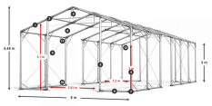 Skladový stan celoroční 8x80x3m nehořlavá plachta PVC 600g/m2 konstrukce POLÁRNÍ