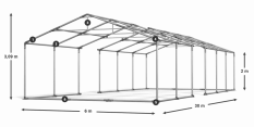 Párty stan 6x30x2m střecha PVC 620g/m2 boky PVC 620g/m2 konstrukce LÉTO PLUS