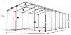 Skladový stan celoročný 8x10x2,5m nehorľavá plachta PVC 600g/m2 konštrukcia ZIMA PLUS
