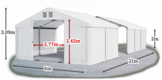 Skladový stan 6x23x2m strecha PVC 580g/m2 boky PVC 500g/m2 konštrukcie LETO PLUS